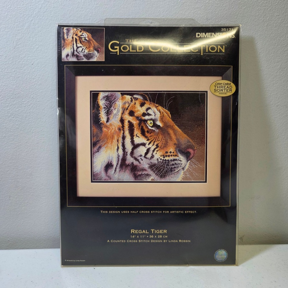 Dimensions Gold Collection Regal Tiger Cross Stitch Kit 35171 Vintage 2006